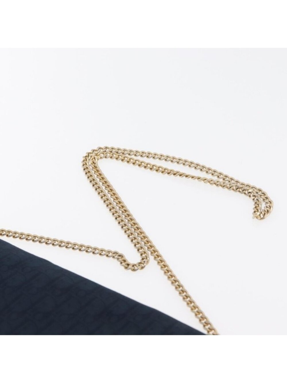 Authentic Christian Dior Trotter Canvas Chain Shoulder Bag Navy Gold - Picture 14 of 16